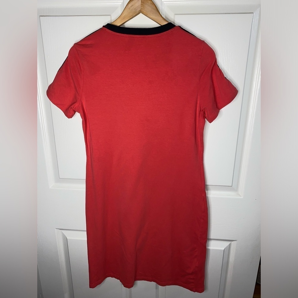 Calvin Klein Women's Short Sleeve Logo T-Shirt Dress, Red Hot, Everyday Casual - Picture 6 of 6